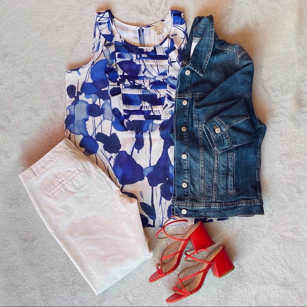 Floral Ruffle Tank Top Size 6
